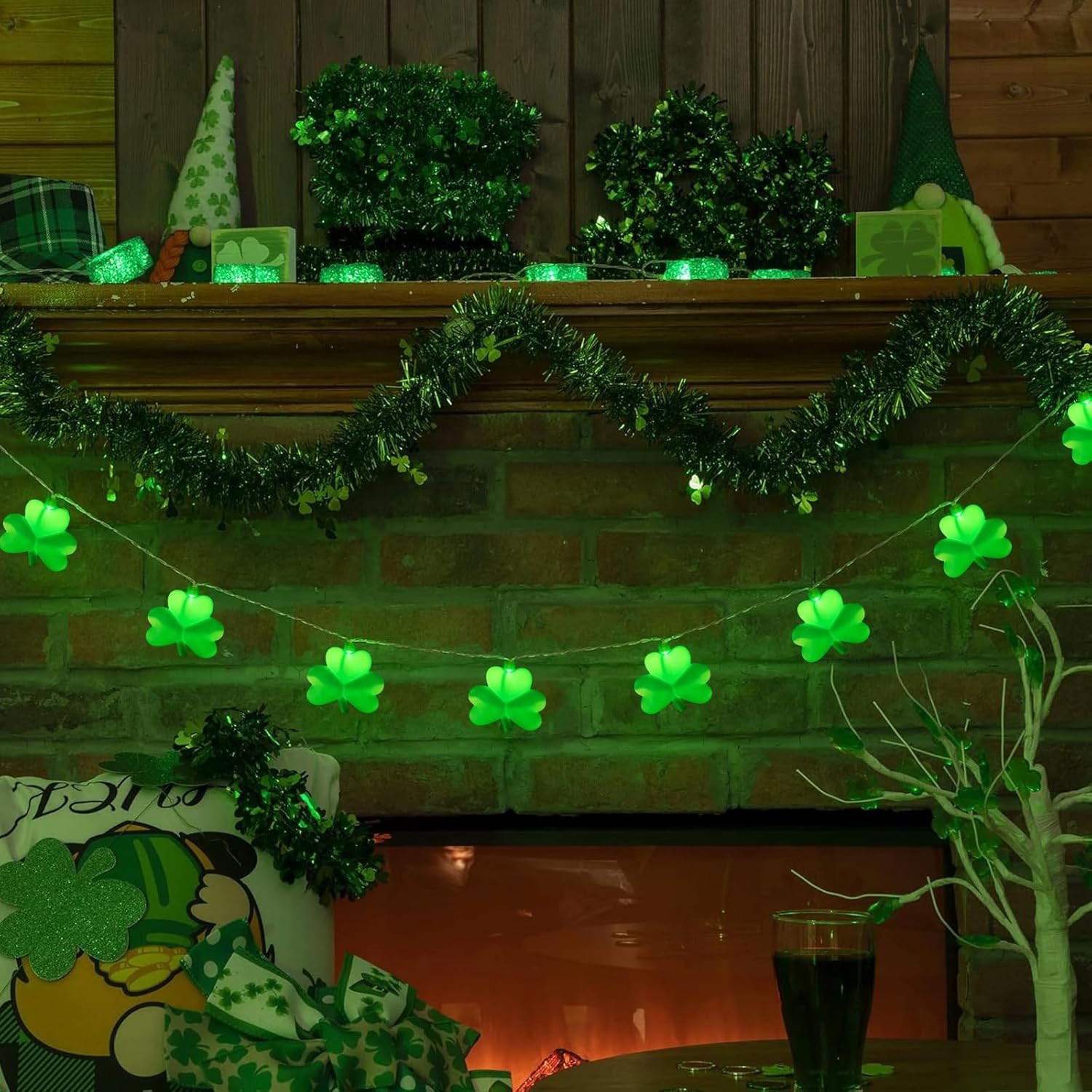 St. Patrick's Day 8.5ft Waterproof Shamrock LED Lights for Outdoor Decor