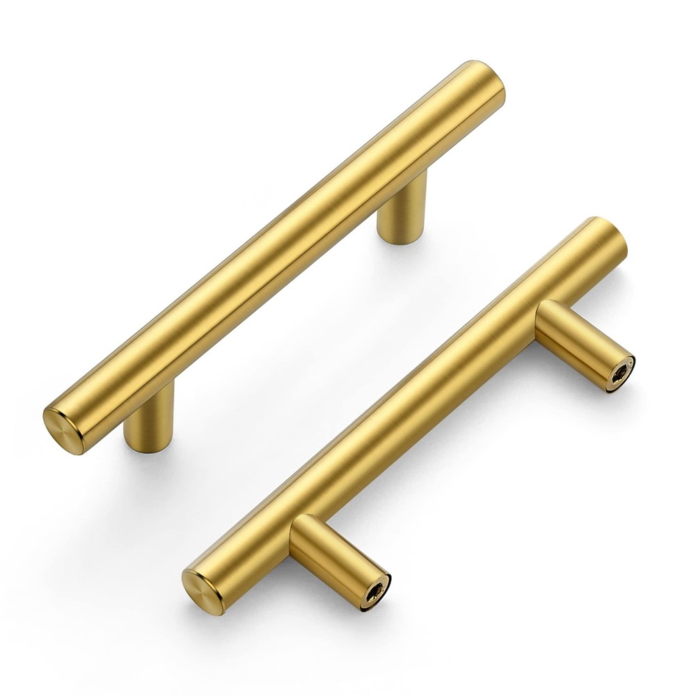 3 Pack | 5'' Cabinet Pulls Brushed Brass Stainless Steel Kitchen Drawer Pulls...