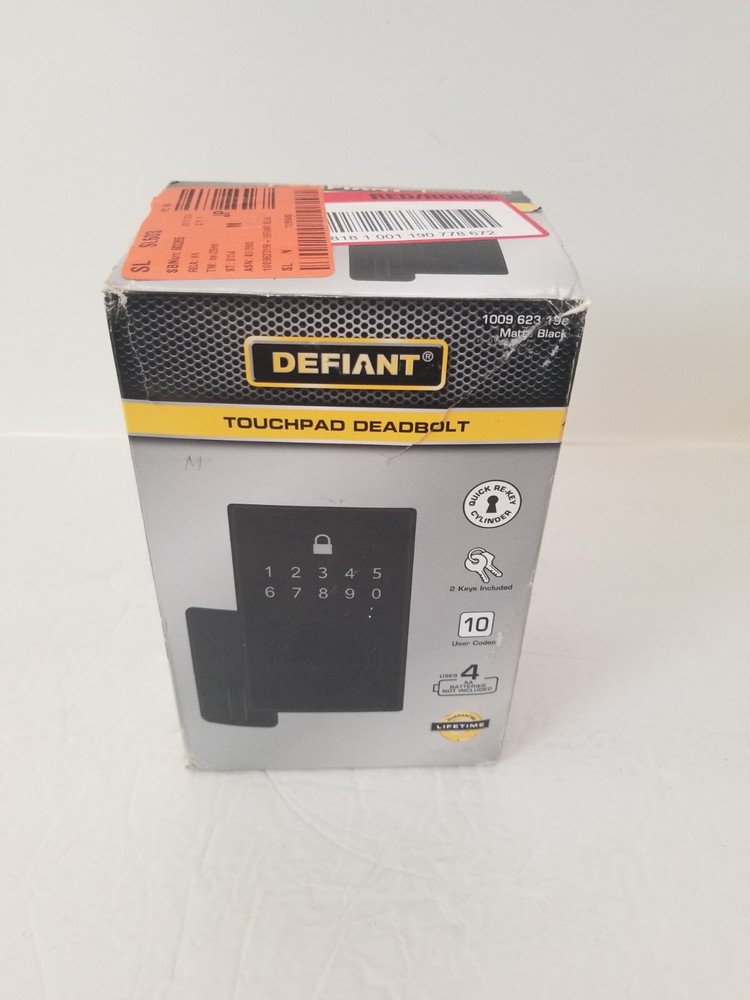 Square Matte Black Compact Touch Electronic Single Cylinder Deadbolt