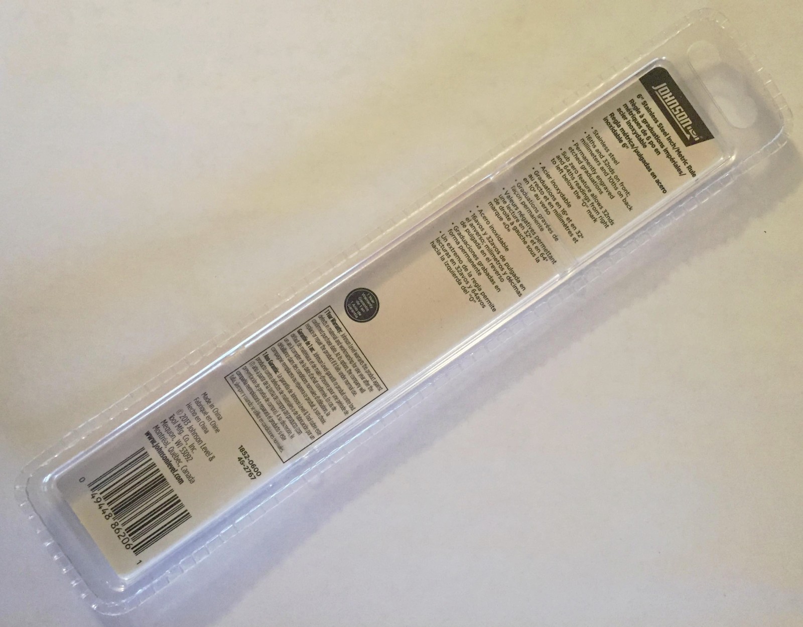 JOHNSON 6" STAINLESS STEEL PROTRACTOR and 6" SS RULER 1854-0000 1852-0600