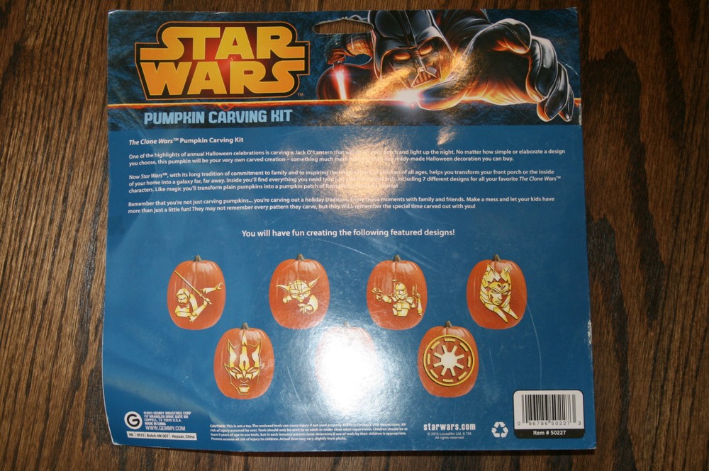 Star Wars Pumpkin Carving Kit Halloween 4 Tools 6 Patterns 1 Bonus Pattern