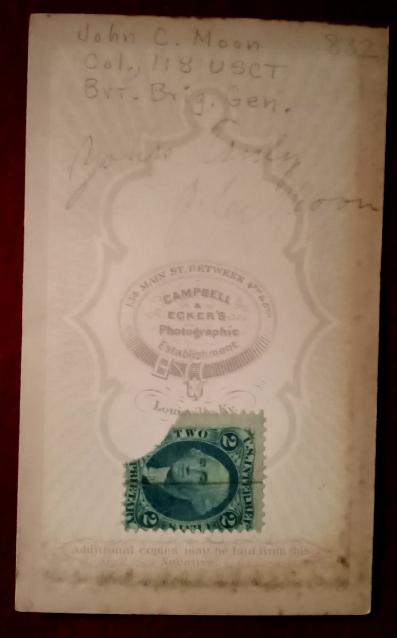 ORIGINAL ID'D CIVIL WAR CDV OF COLONEL JOHN CARTER MOON 85TH OHIO 118 US CT