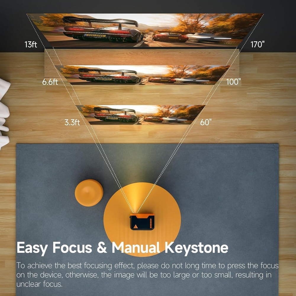 Mini Projector WiFi Bluetooth 4K Support Native 1080P Portable Outdoor Smart