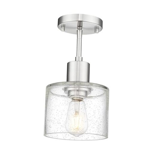 Industrial Semi Flush Mount Ceiling Light, Brushed Nickel 1-Light Close Silver