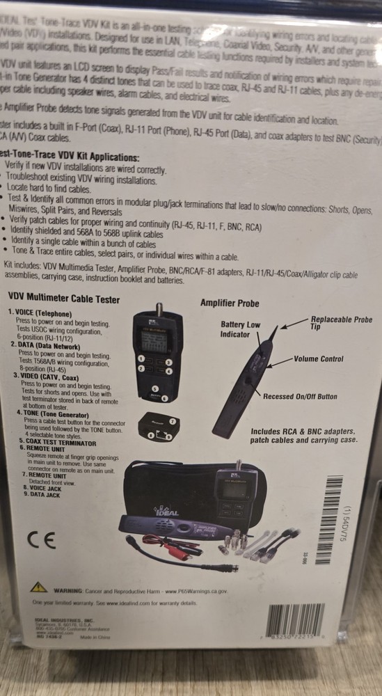 Ideal 33-866 Test-Tone-Trace VDV Tester Kit