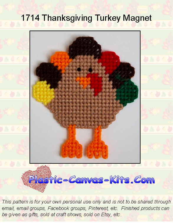Thanksgiving Turkey Magnet-Plastic Canvas Pattern or Kit