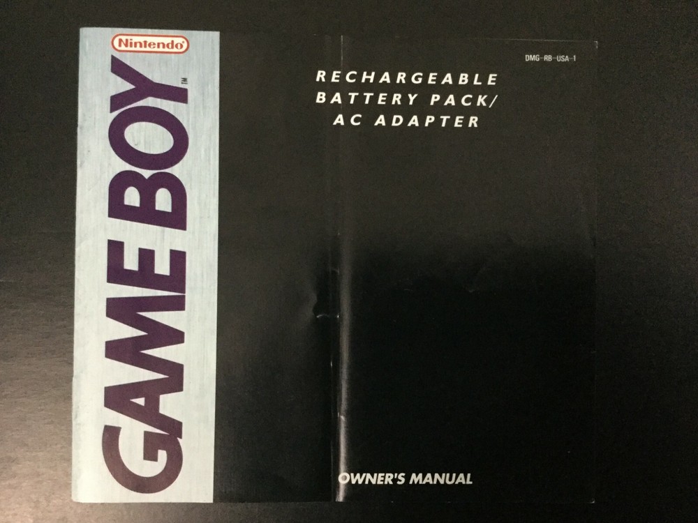 Battery Pack / AC Adapter GameBoy Nintendo Instruction Manual Only