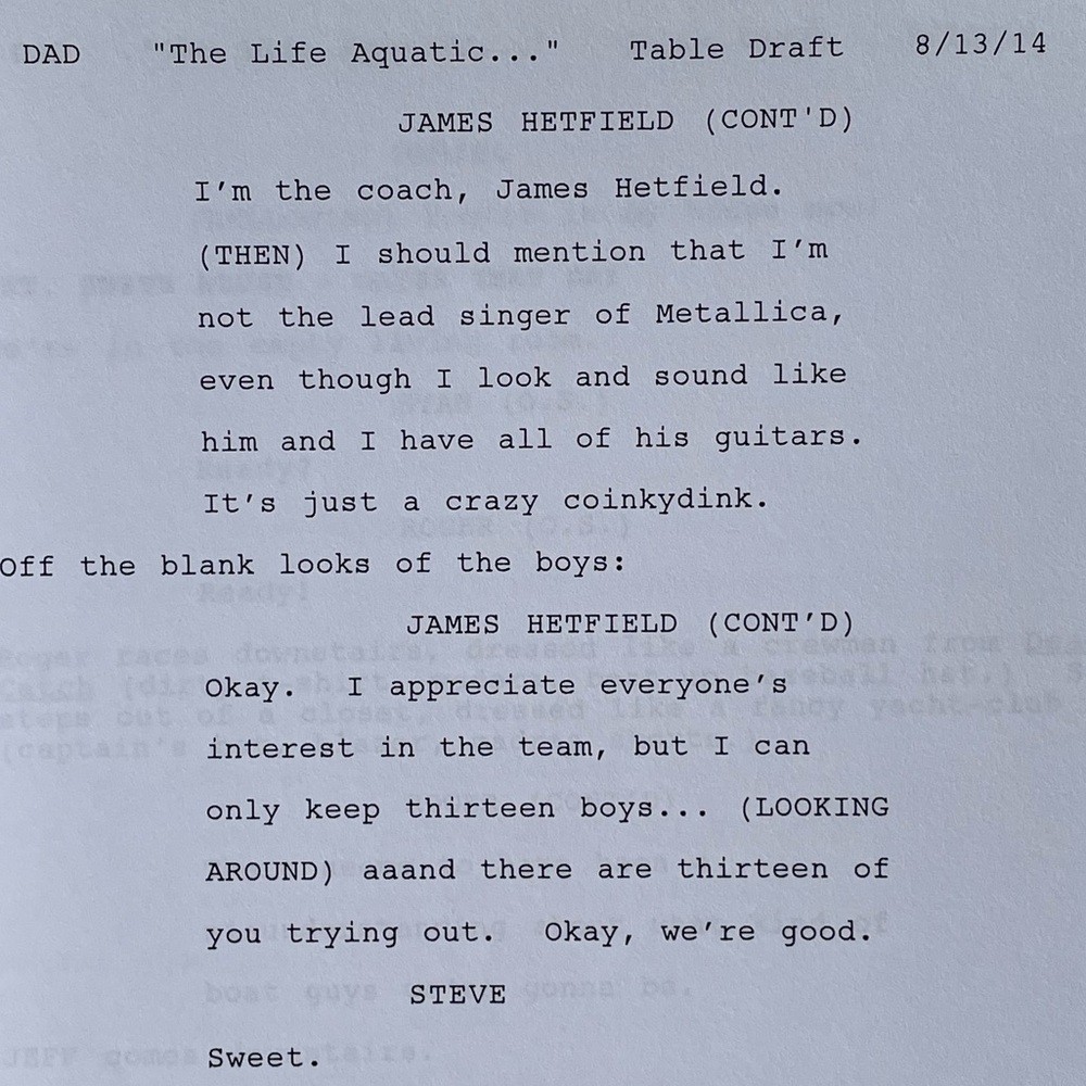 American Dad 2014 Production Used Table Draft Script James Hetfield Episode!