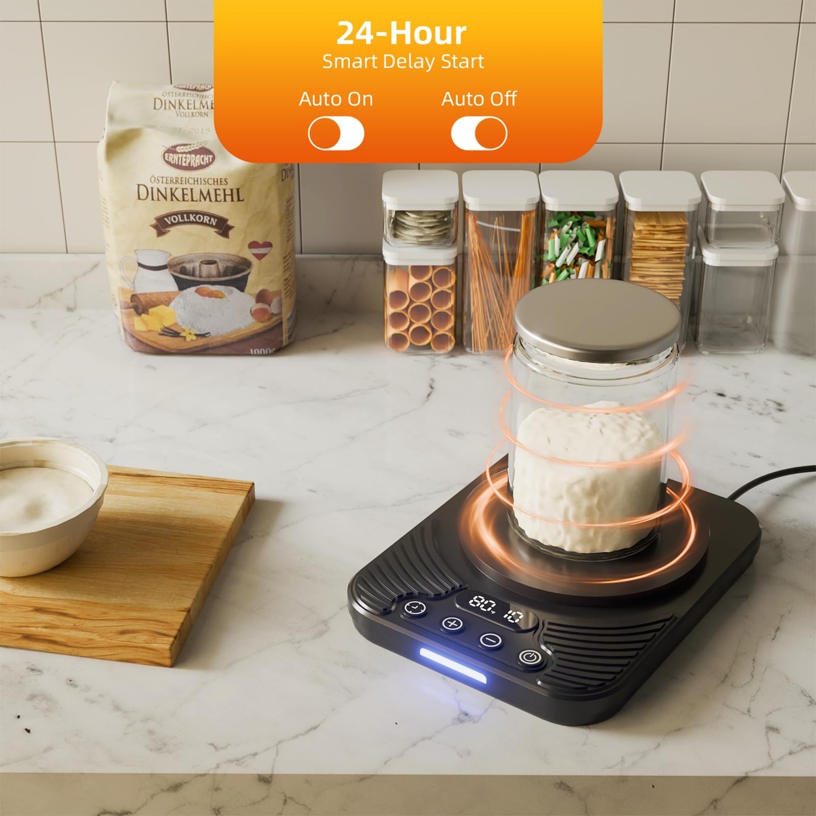 Sourdough Starter Warmer with Temp Strips - Precise Thermostat (70-110°F), In...