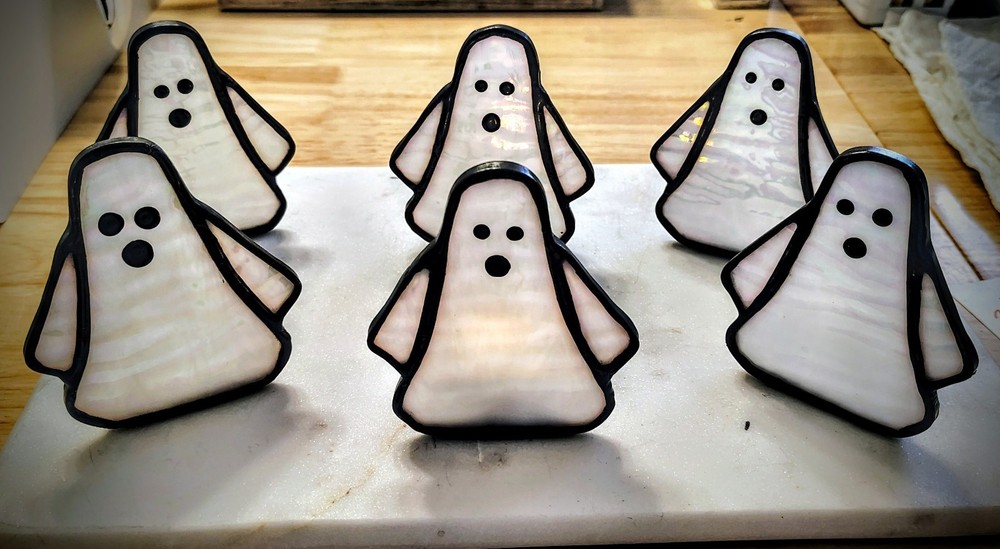 stained glass ghost tea light holder