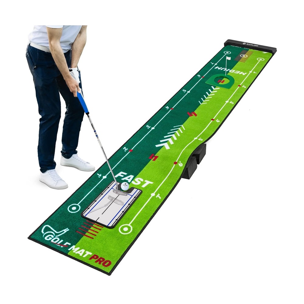 SAPLIZE Two-Speed Golf Putting Practice Mat with Putting Alignment Mirror, 20...