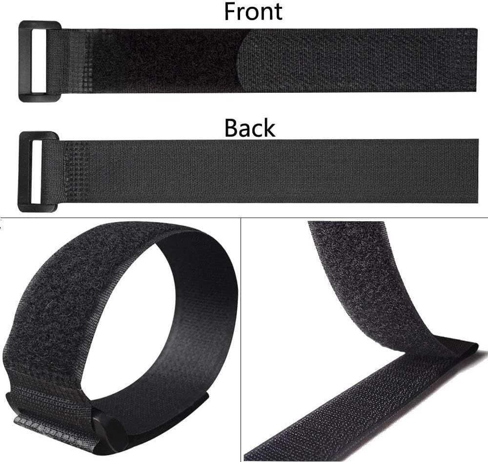 25Pcs Black Reusable Fastening Cable Straps, Hook and Loop Cable Tie down Straps