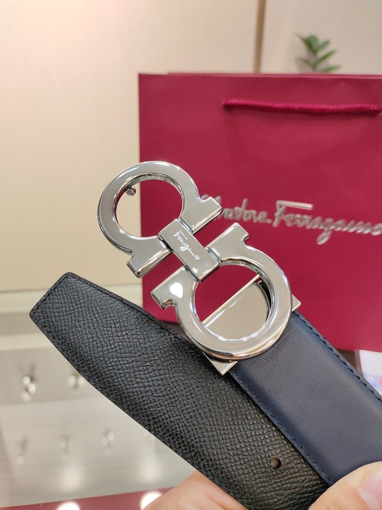 Authentic Ferragamo Belt Blue-Black Reversible NWT
