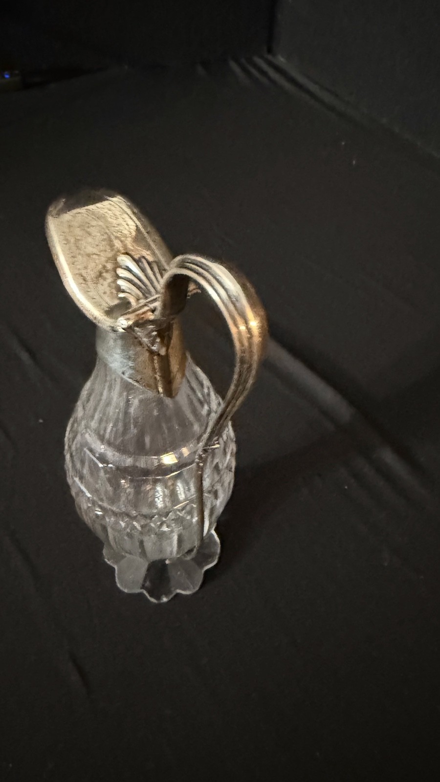 Antique English George III Sterling & Cut Glass Decanter 1800