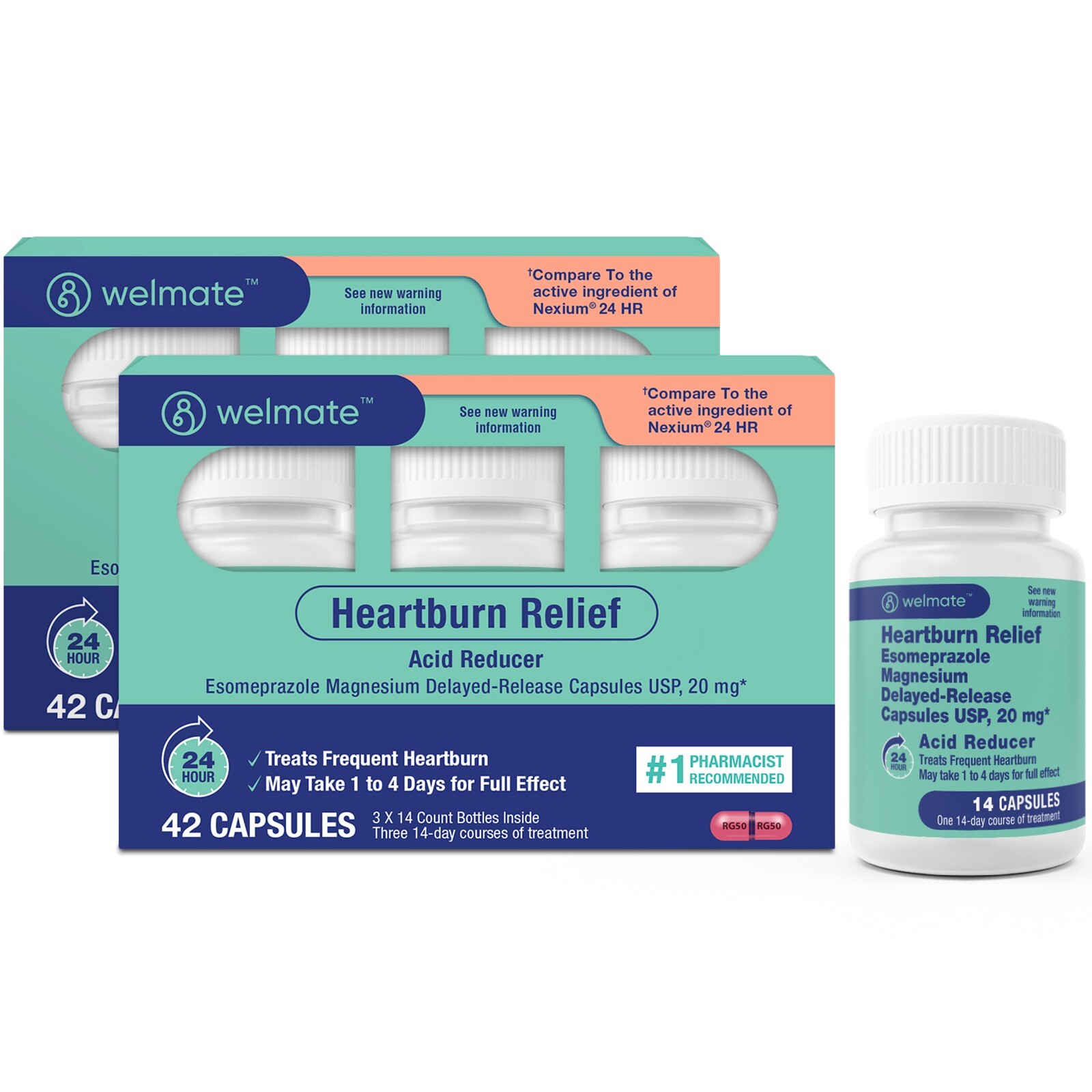 WELMATE Acid Reducer Esomeprazole 20mg 84 DR Capsules Exp 5/27 (Generic Nexium)