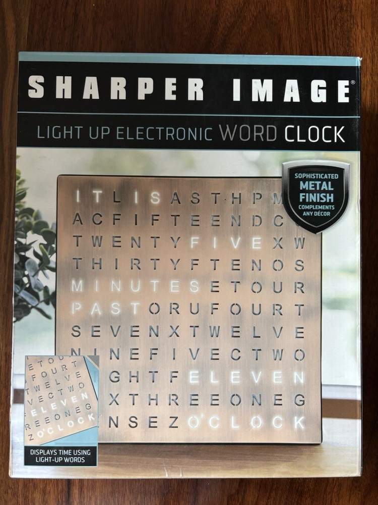 Sharper Image LED Word Clock Pro Copper Finish Works