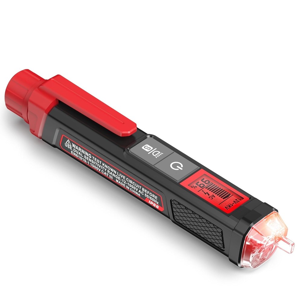 Compact Dual Range Voltage Tester with LCD and High Voltage Alert Features