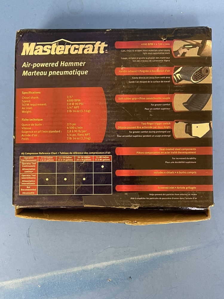 MASTERCRAFT AIR POWERED HAMMER 4500 BPM SINGLE SPEED