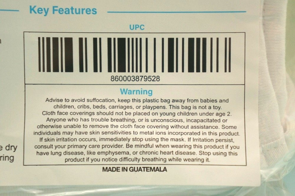 Cotton Face Mask Washable 10 Pack Antimicrobial