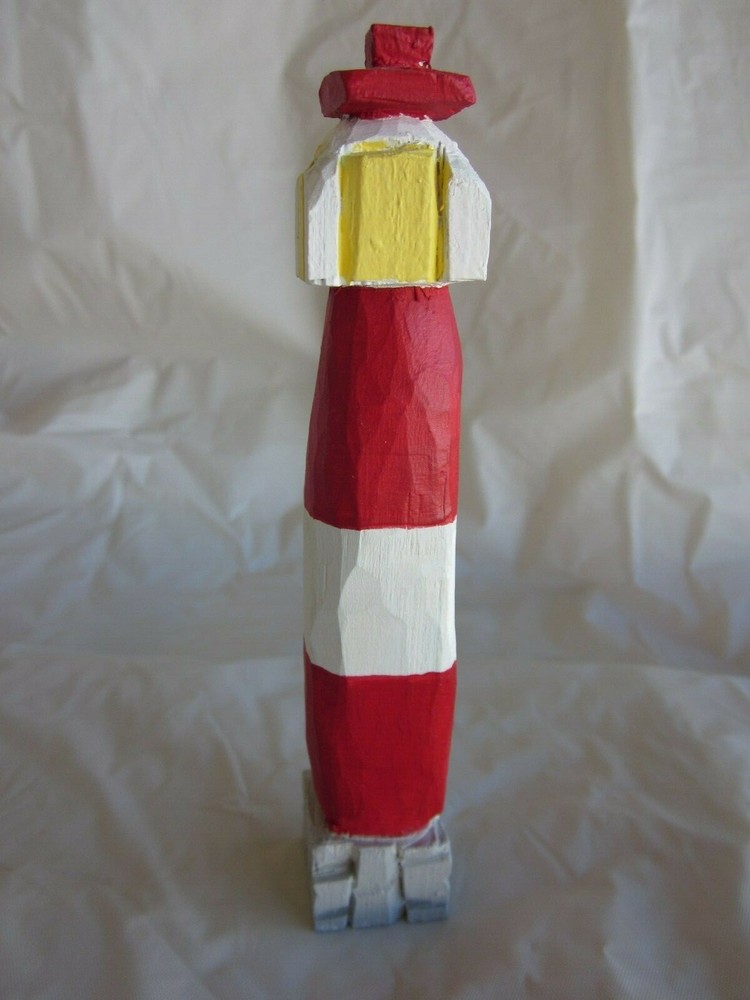 Wooden Whittled Lighthouse 6 inches