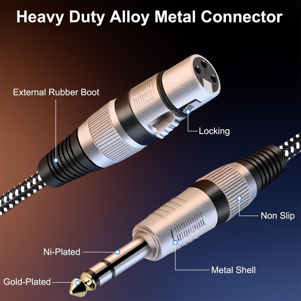 Balanced XLR to 1/4 Cable 50ft Nylon Braided