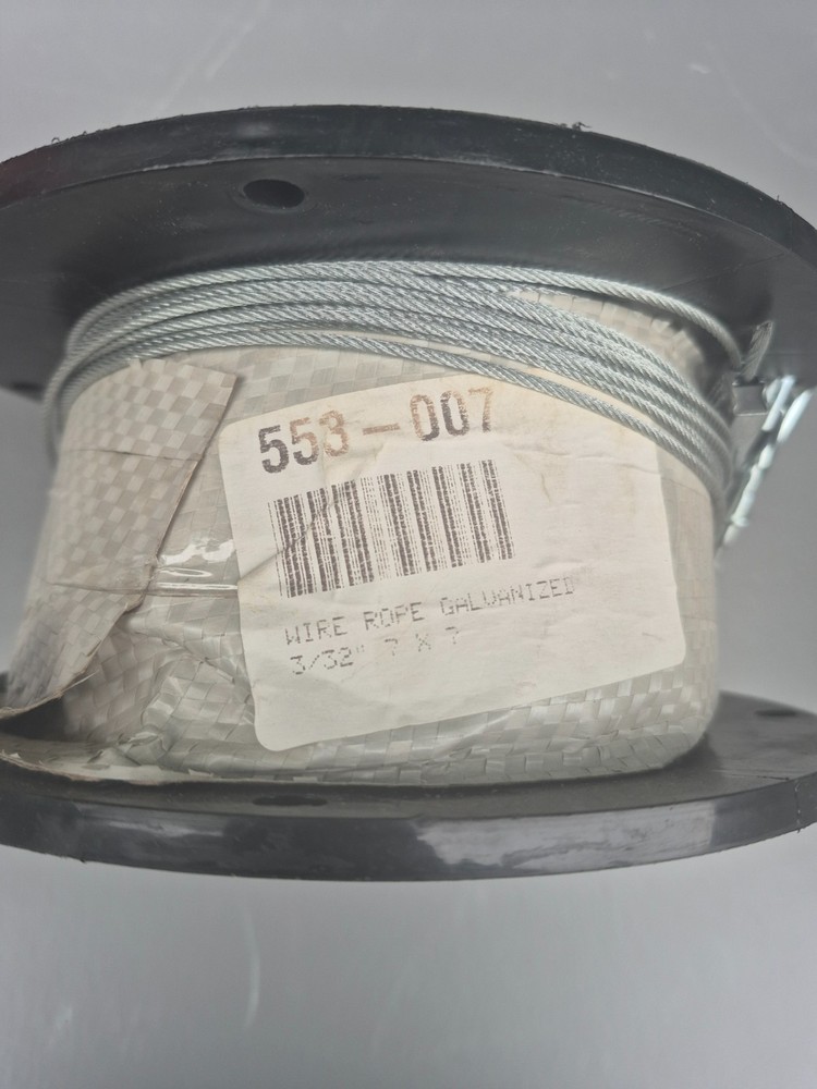 New Galvanized Wire Rope Cable, 3/32", 7x7, 250 ft Reel