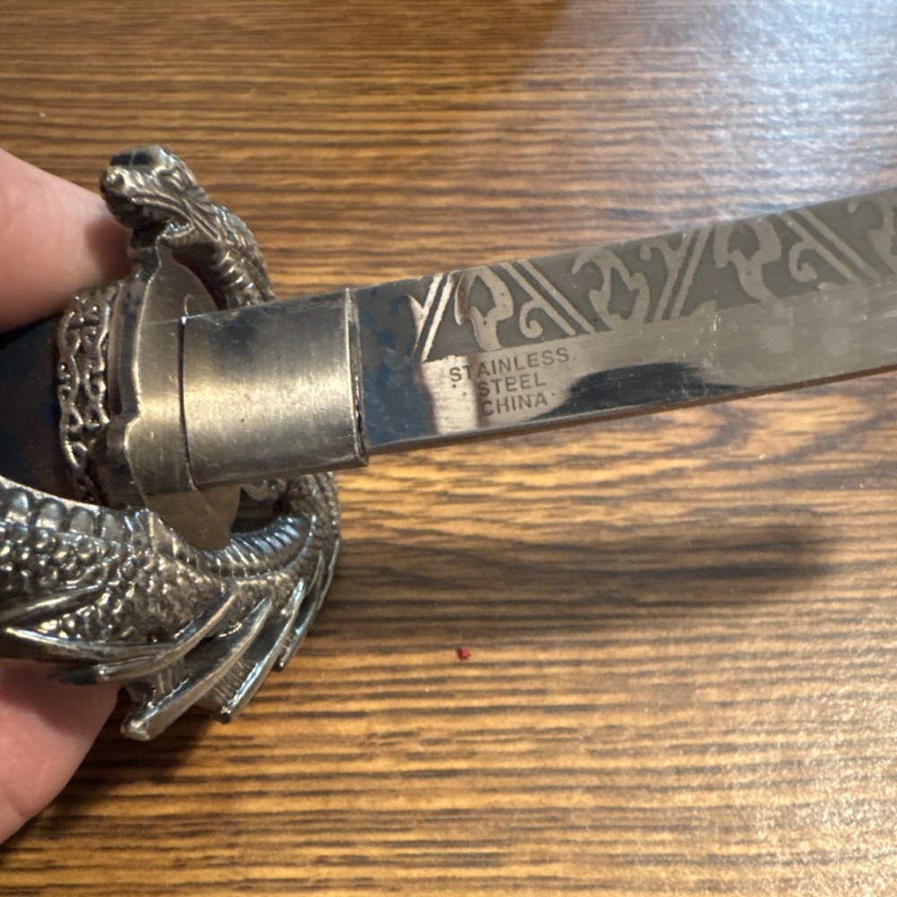 Dragon Handle Silver Stainless Steel Dirk Dagger with Metal Handle