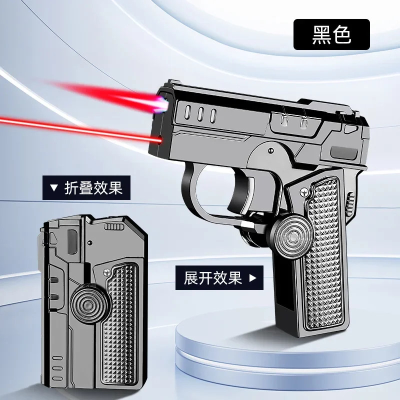 Multi functional folding dual form decompression gyro gun shaped lighter