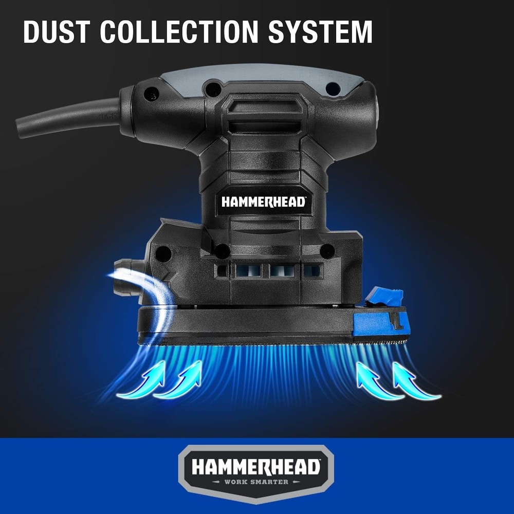 1.4-Amp Multi-Function Detail Sander with 12pcs Sandpaper & Dust Collection