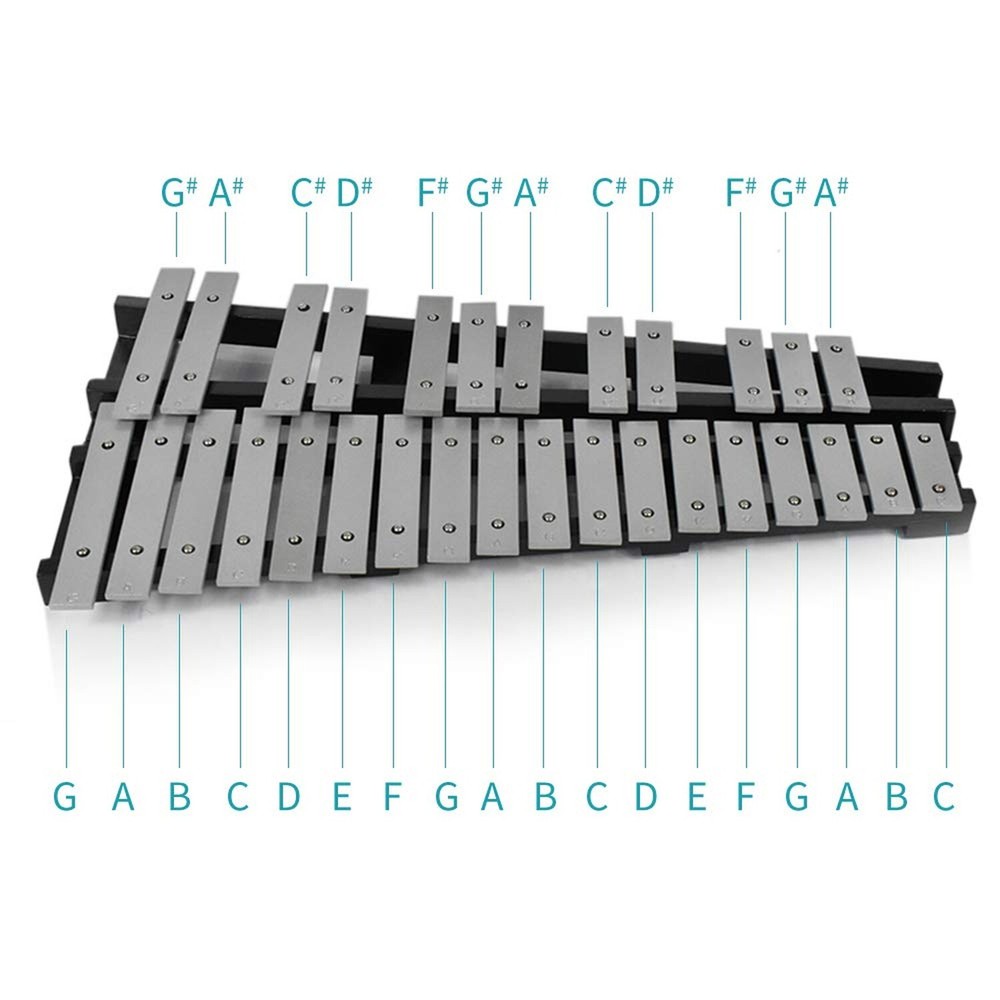 30 Notes Foldable Glockenspiel Xylophone Vibraphone Percussion Instrument (Bl...