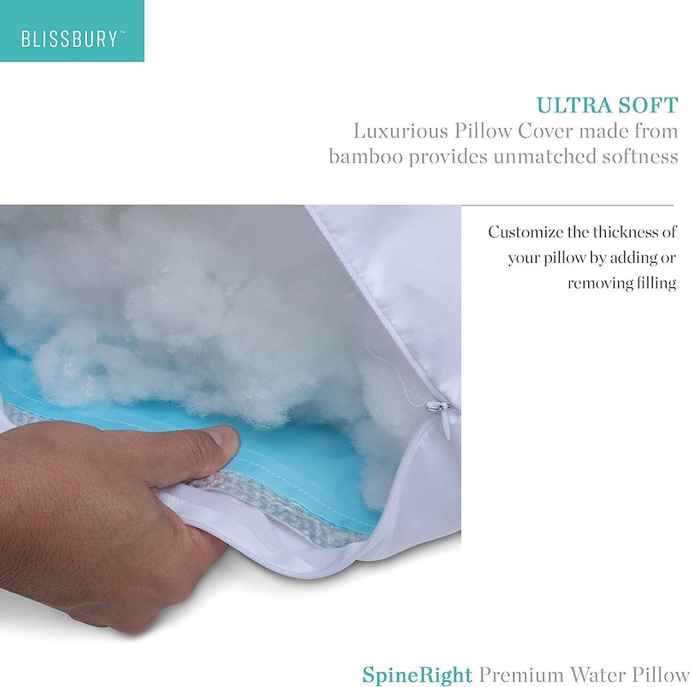 Adjustable Water Pillow ~ Waterbase and fiberfill Stuffing Adjust to Help Sid...
