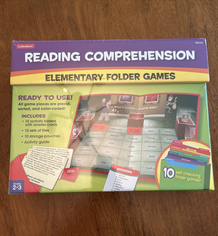New Sealed Lakeshore Reading Comprehension Elementary Folder Games Grades 2-3