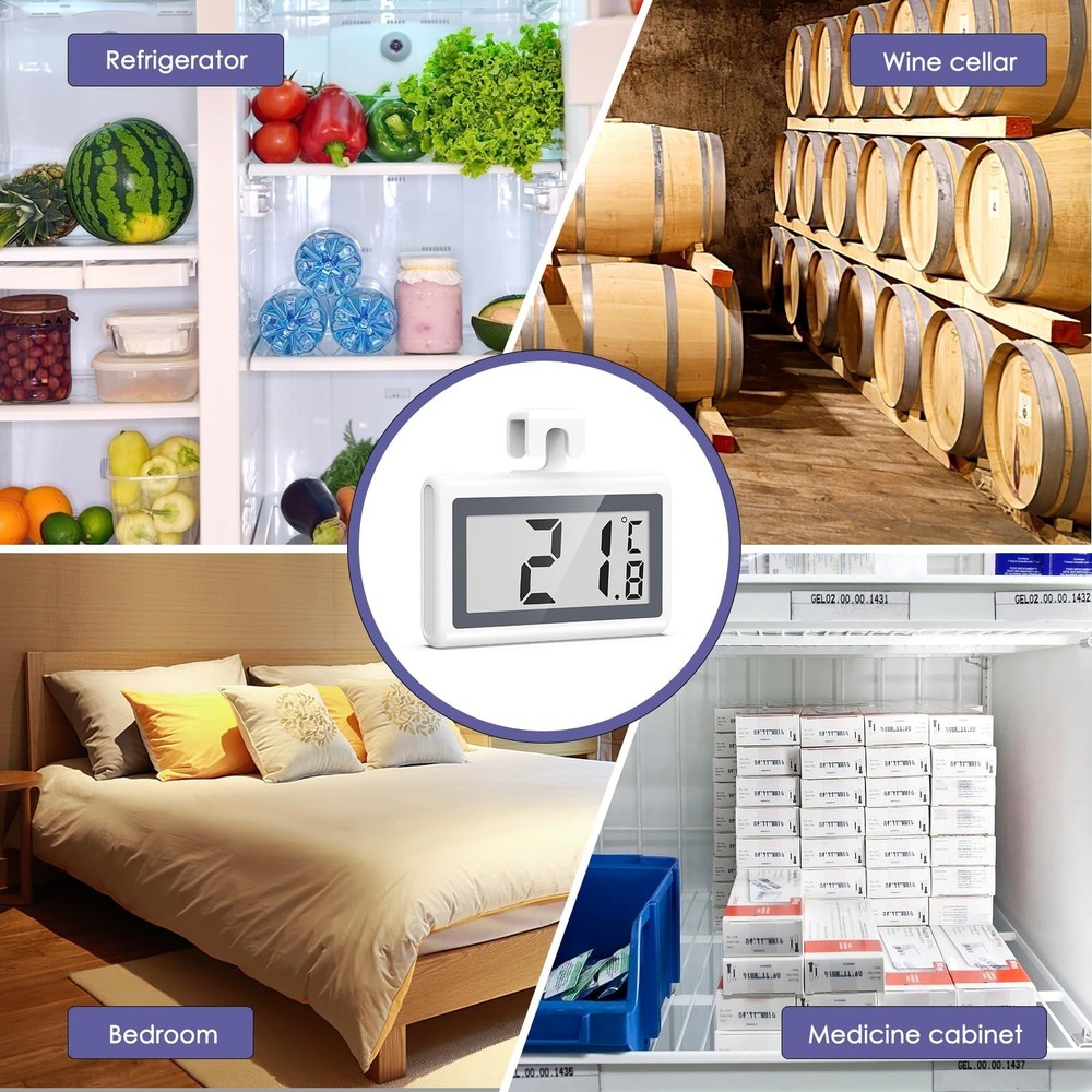 JXTZ Fridge Freezer Thermometer, 2 Pack Digital Refrigerator Thermometer, LCD...