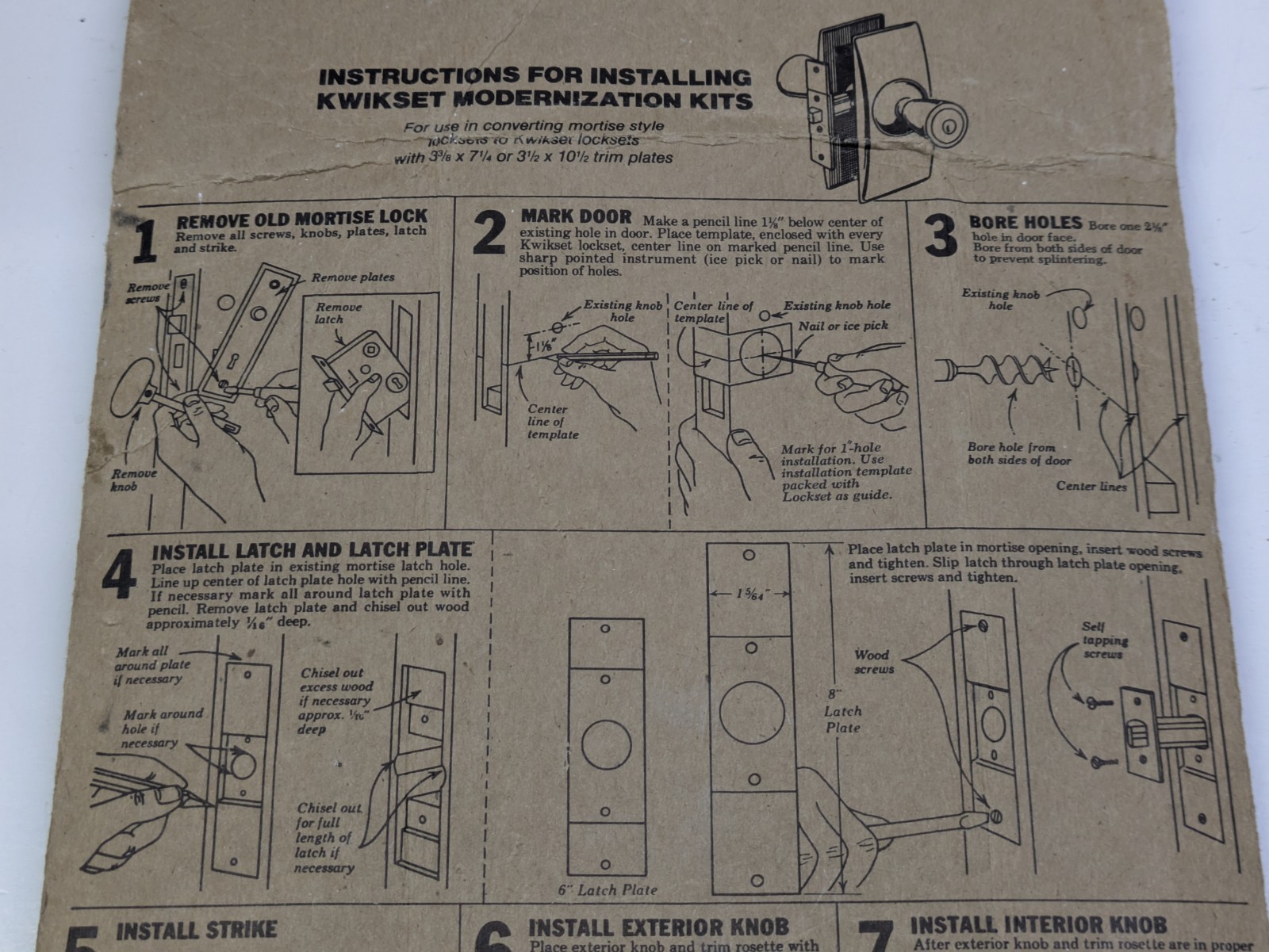 Vintage Kwikset Brass Modernization Kit For Converting Mortise Lock Sets NIP