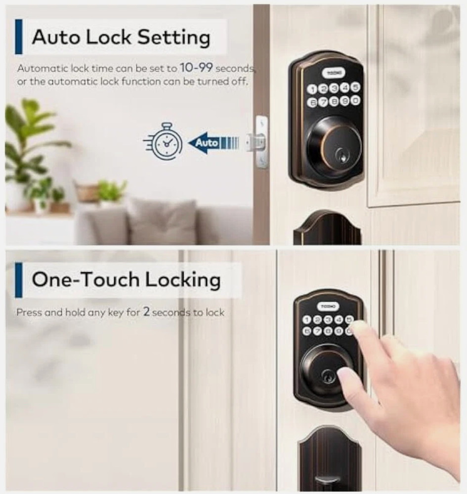 Digital Keypad Door Lock Set, Secure Front Door Access with Handle & 2 Keys