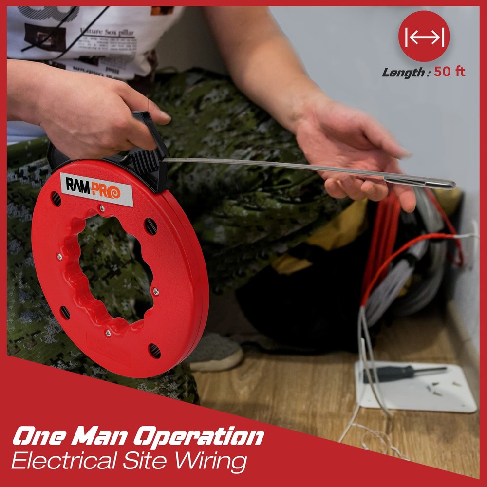 Fish Tape Wire Puller 50ft - Easy to use Cable Puller Tool with Double Loop T...