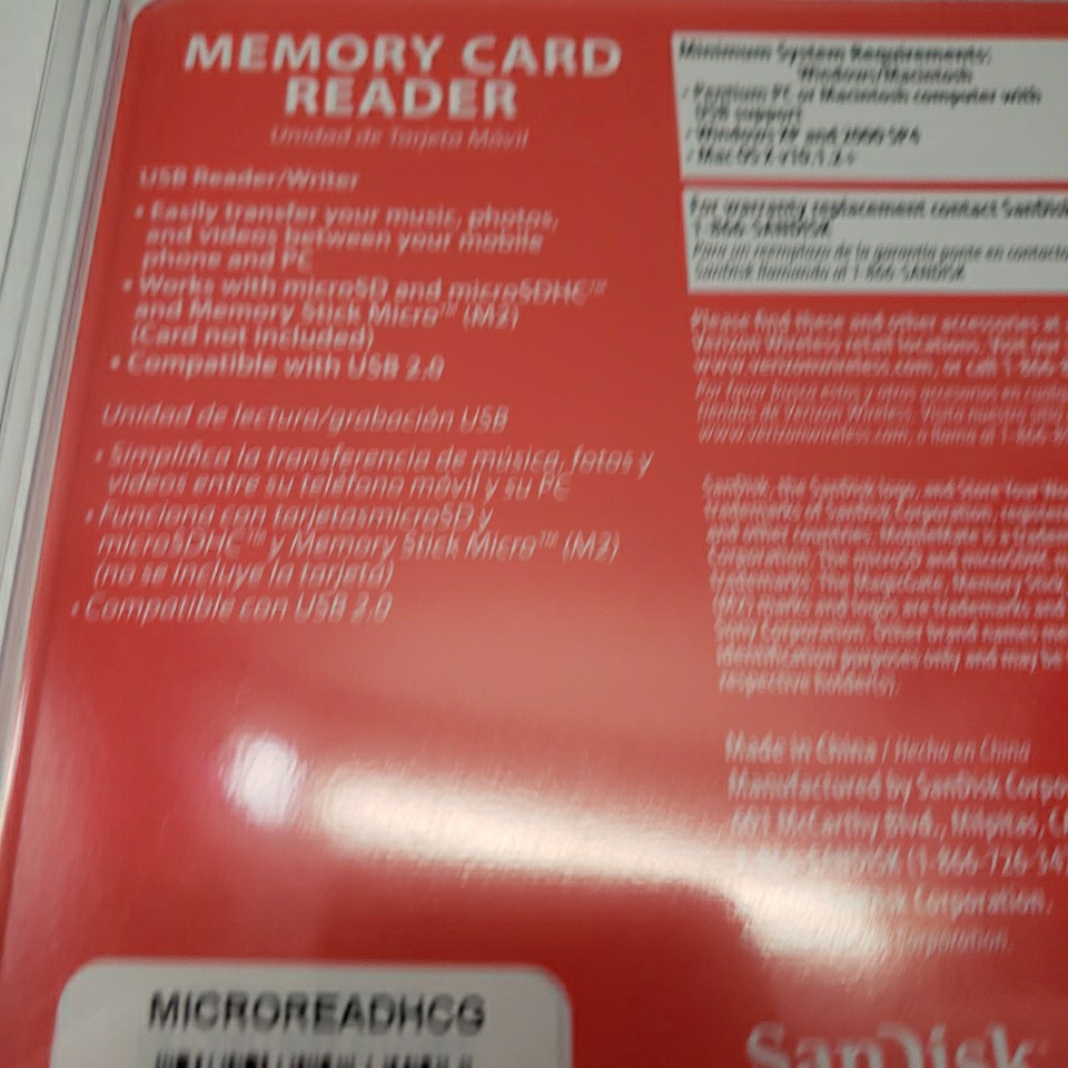 SanDisk MobileMate Micro Memory Card Reader Universal MicroSD/MicroSDHC (M2)