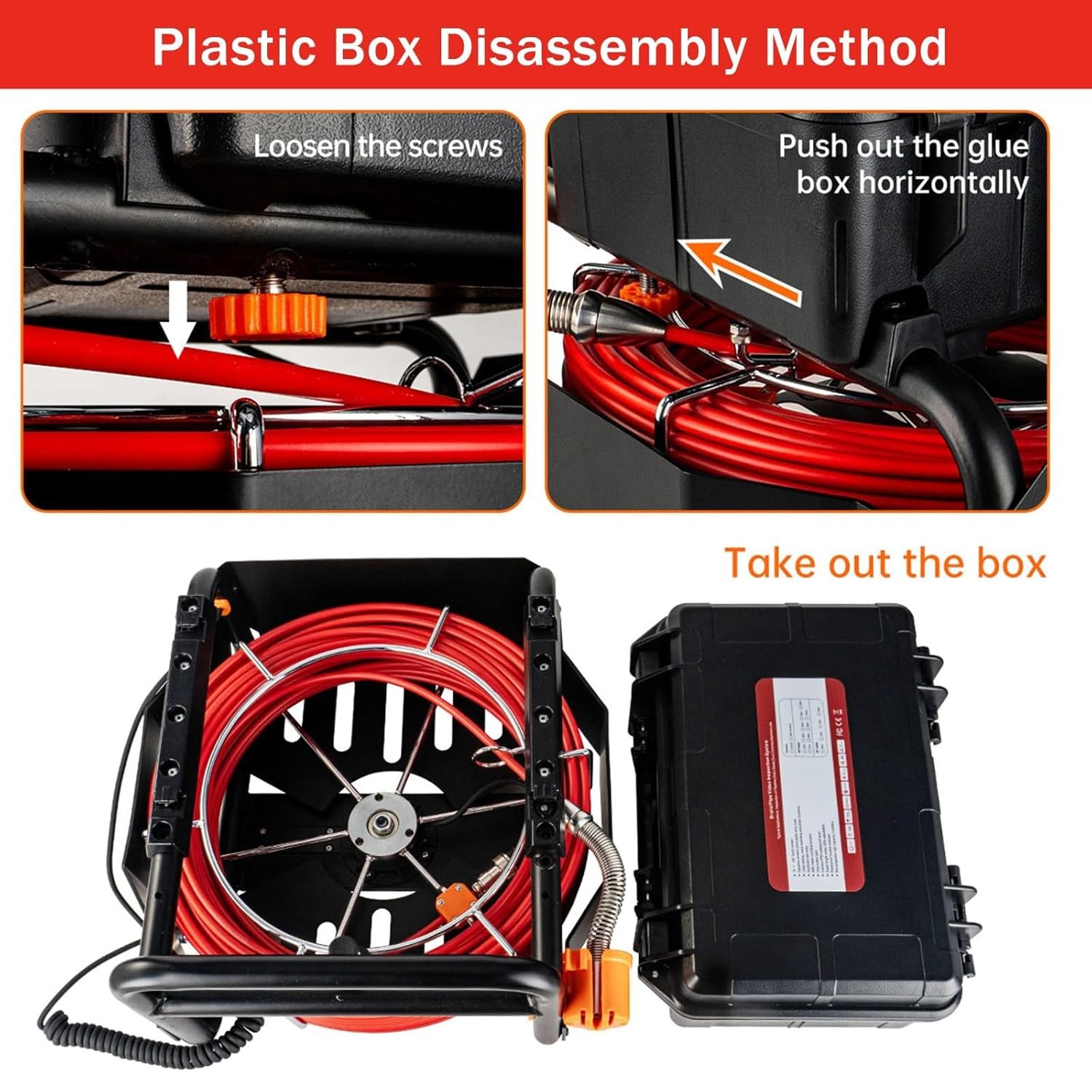 Sewer Camera Self Leveling 300Ft Drain Pipe Cameras 1080P HD 10.1'' Touchscreen