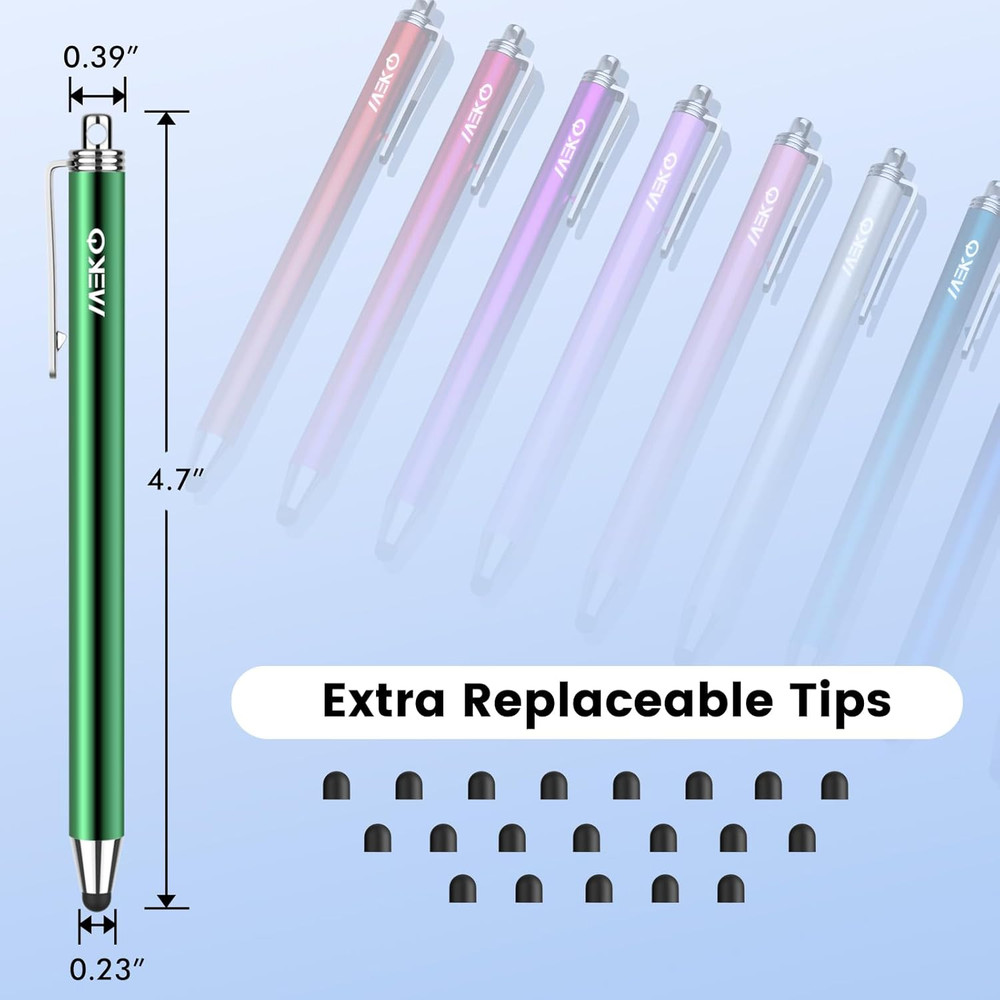 Stylus Pens for Touchscreens,Meko 10 Pack Thin Rubber Tip Stylus Replaceable Tip