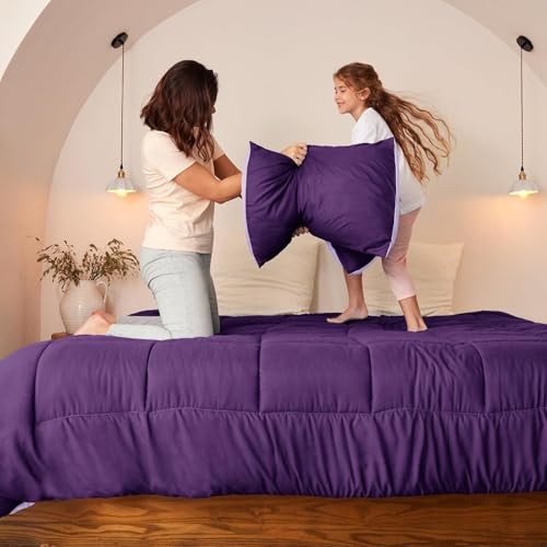 Lightweight Reversible Size Comforter Set, Down Twin Deep Purple/ Lilac