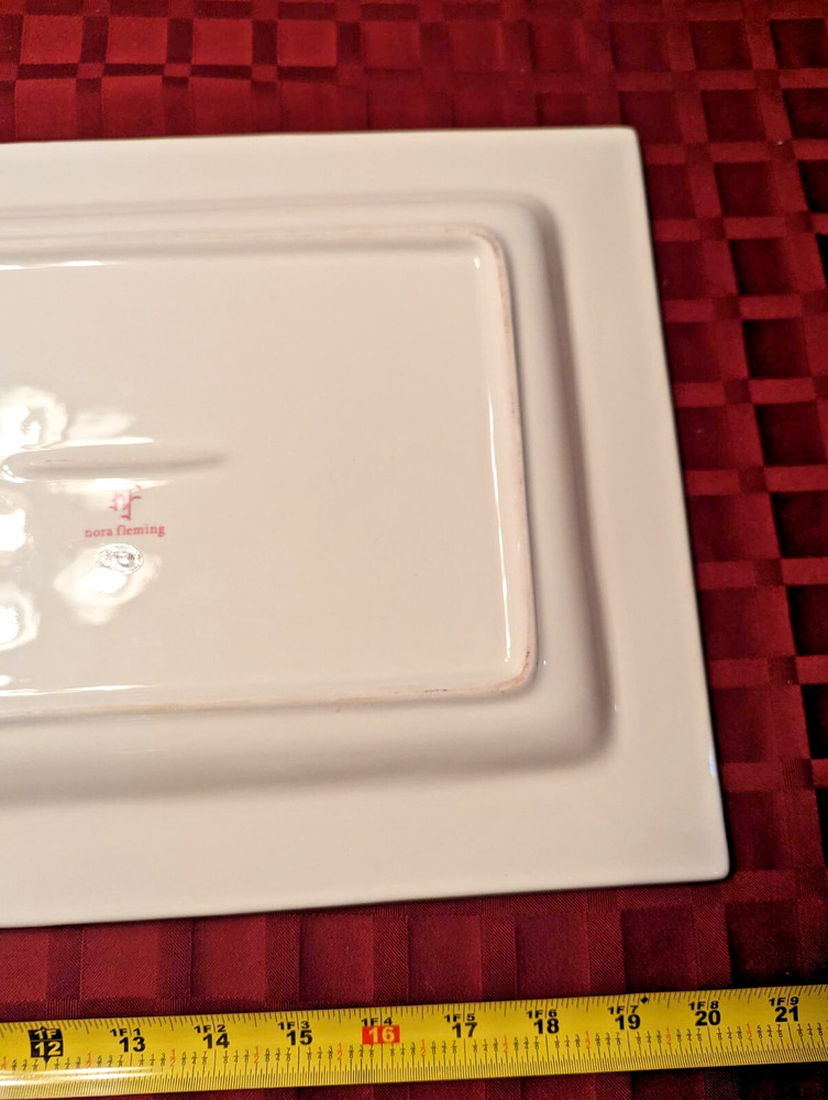 Nora Fleming LARGE RECTANGULAR PLATTER Serving Dish Pearl Dot White 15" x 11"