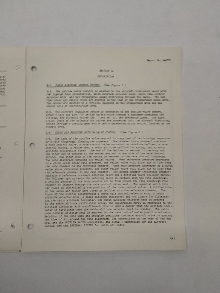 Garrett Cabin Pressure Control System 140468A Operation & Maintenance Instruct