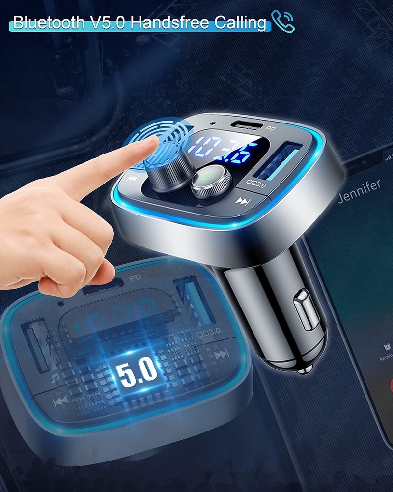 LIHAN USB C Bluetooth Adapter for Car, AUX Wireless FM Radio Transmitter,...