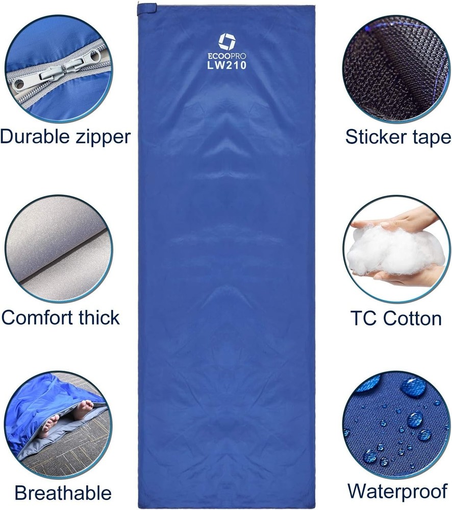 Warm Weather Sleeping Bag - Portable, Waterproof, Compact Lightweight, Comfor...