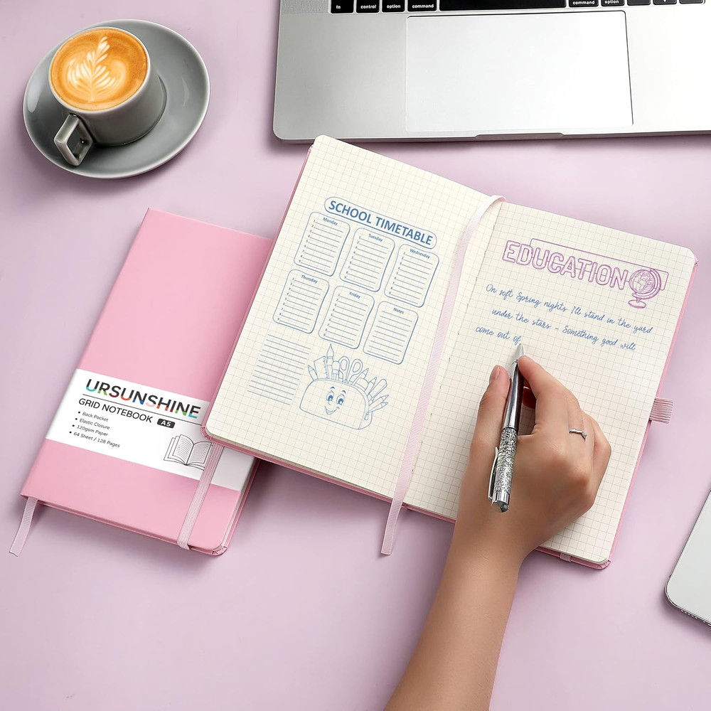Graph Grid Paper Notebook/Journal - Classic Journal/Notebook with Ribbon Divider