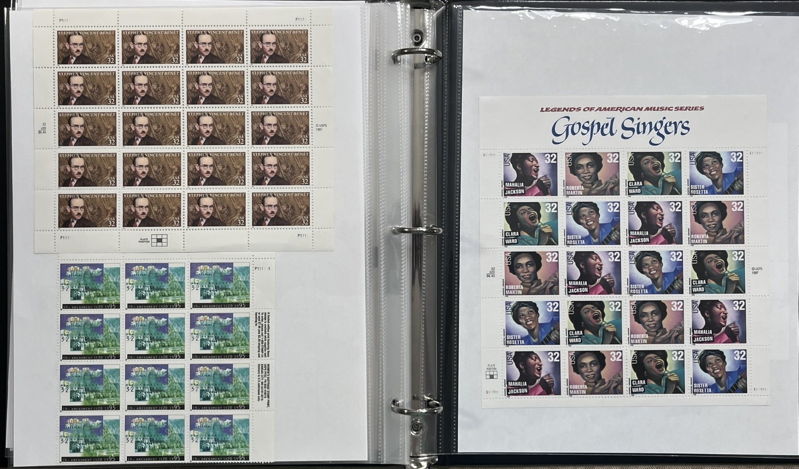 US PLATE BLOCKS, SHEETS, STRIPS, BLOCKS IN 3-RING BINDER, MNH FACE $180, LOT#93