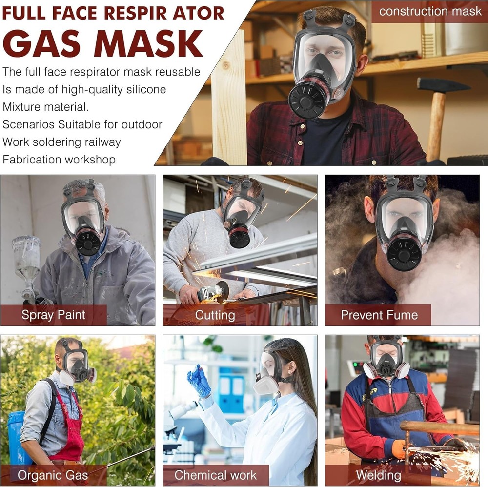 Full Face Gas Mask with Activated Carbon Filter