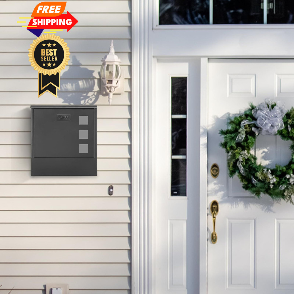 xydled Mailbox with Combination Lock,Large Capacity Black-combination Lock