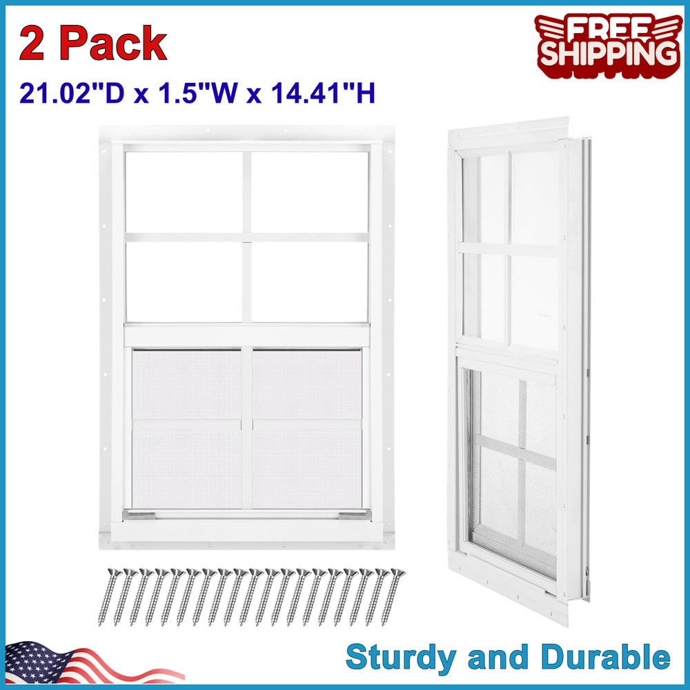2 Pack 12''x18'' Shed Windows, Small Sliding Windows, White Flush Mount Pack