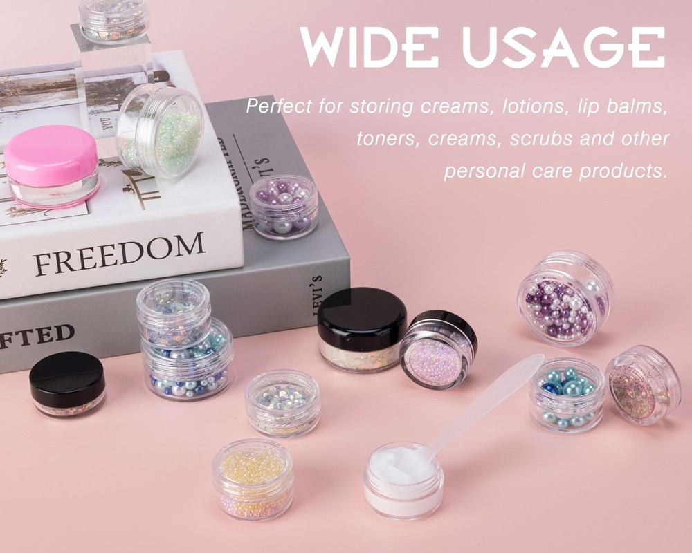 25 Count 3 Gram Sample Containers, Clear Lip Balm Containers with Lids, Small...